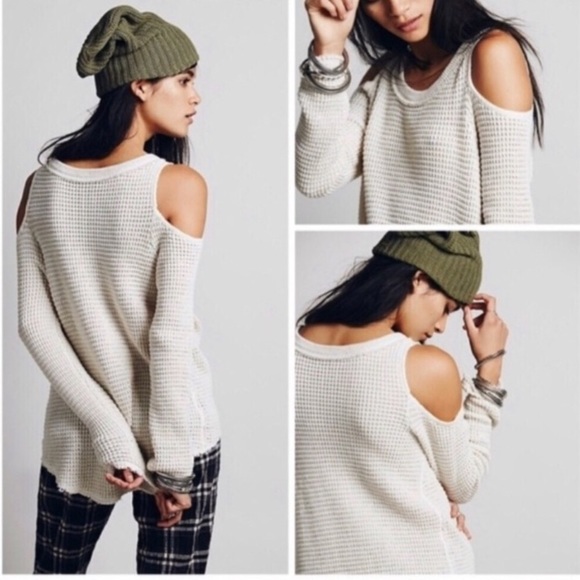 Free People Tops - Free People Waffle Sunrise cold shoulder top